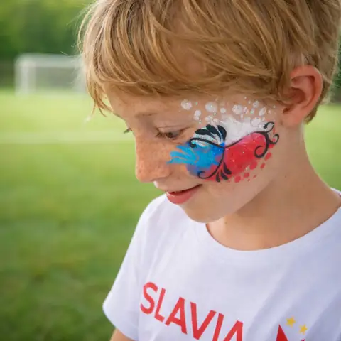 Butterfly painted on a boy's face