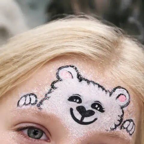 Polar bear painted on a forehead
