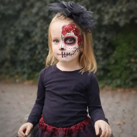 Scary skull painted on a face